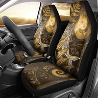 New Zealand Matariki Car Seat Cover Maori Koru With Humpback Whale Gold