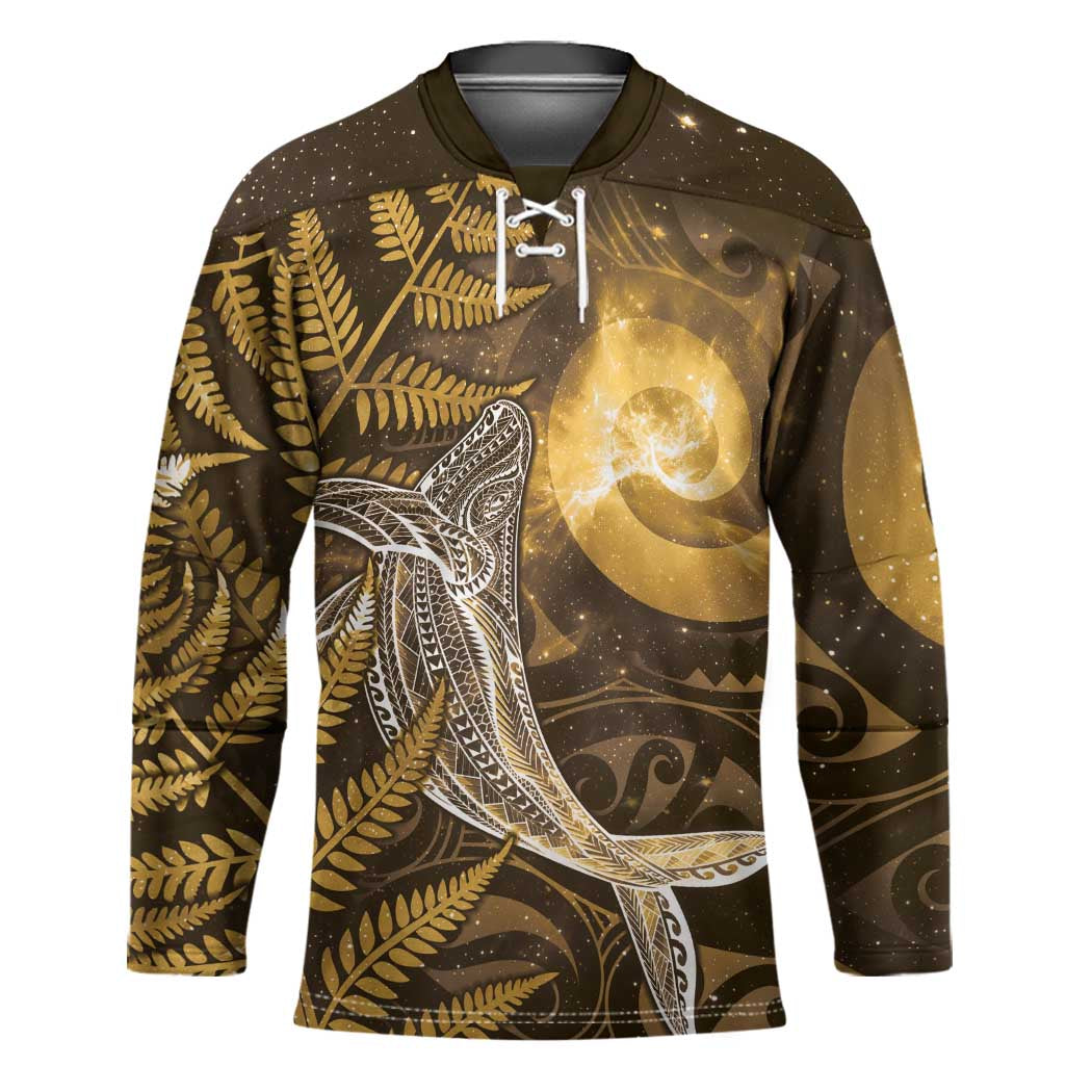 New Zealand Matariki Hockey Jersey Maori Koru With Humpback Whale Gold