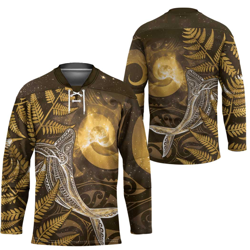 New Zealand Matariki Hockey Jersey Maori Koru With Humpback Whale Gold