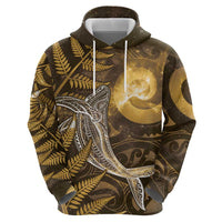 New Zealand Matariki Hoodie Maori Koru With Humpback Whale Gold