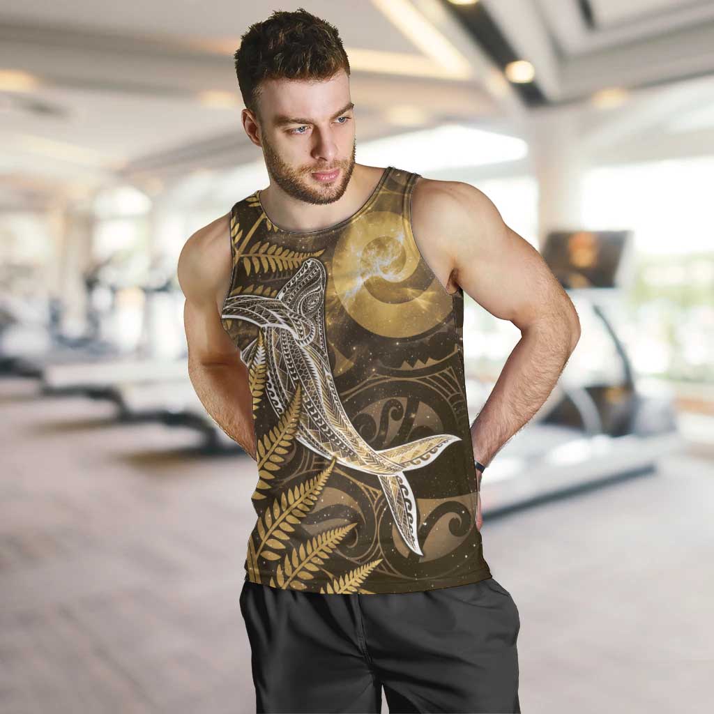 New Zealand Matariki Men Tank Top Maori Koru With Humpback Whale Gold LT05 Gold - Polynesian Pride