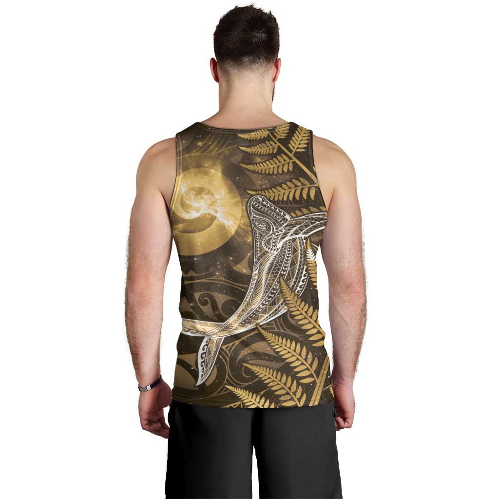 New Zealand Matariki Men Tank Top Maori Koru With Humpback Whale Gold LT05 - Polynesian Pride