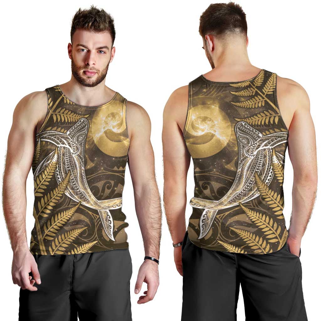 New Zealand Matariki Men Tank Top Maori Koru With Humpback Whale Gold LT05 - Polynesian Pride