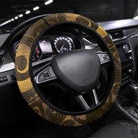 New Zealand Matariki Steering Wheel Cover Maori Koru With Humpback Whale Gold LT05 Universal Fit Gold - Polynesian Pride