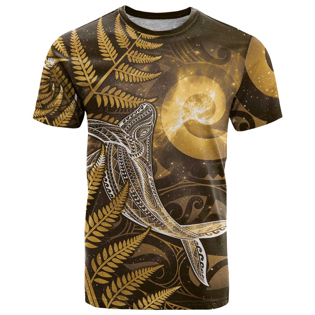 New Zealand Matariki T Shirt Maori Koru With Humpback Whale Gold