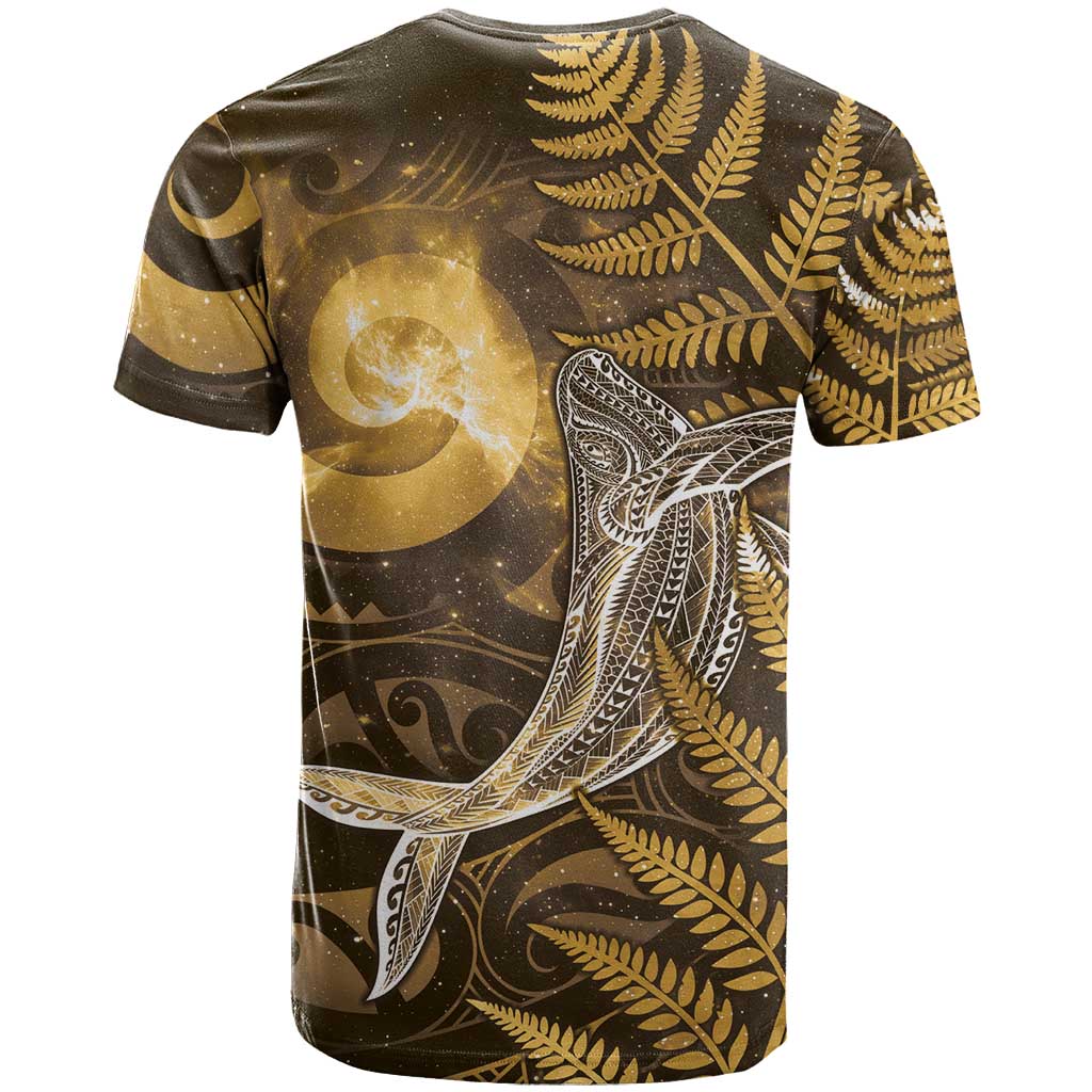 New Zealand Matariki T Shirt Maori Koru With Humpback Whale Gold