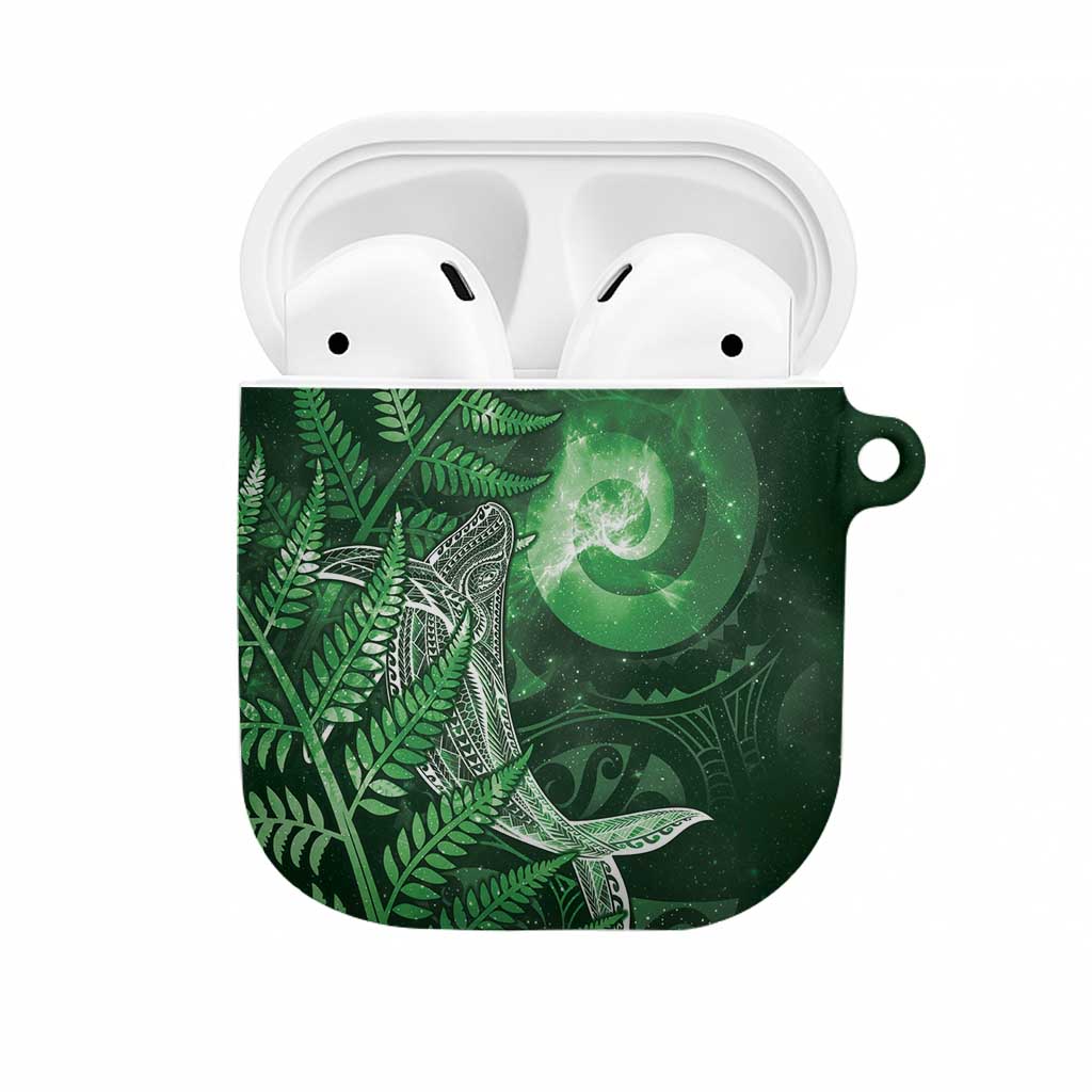 New Zealand Matariki AirPods Case Maori Koru With Humpback Whale Green LT05 Green - Polynesian Pride