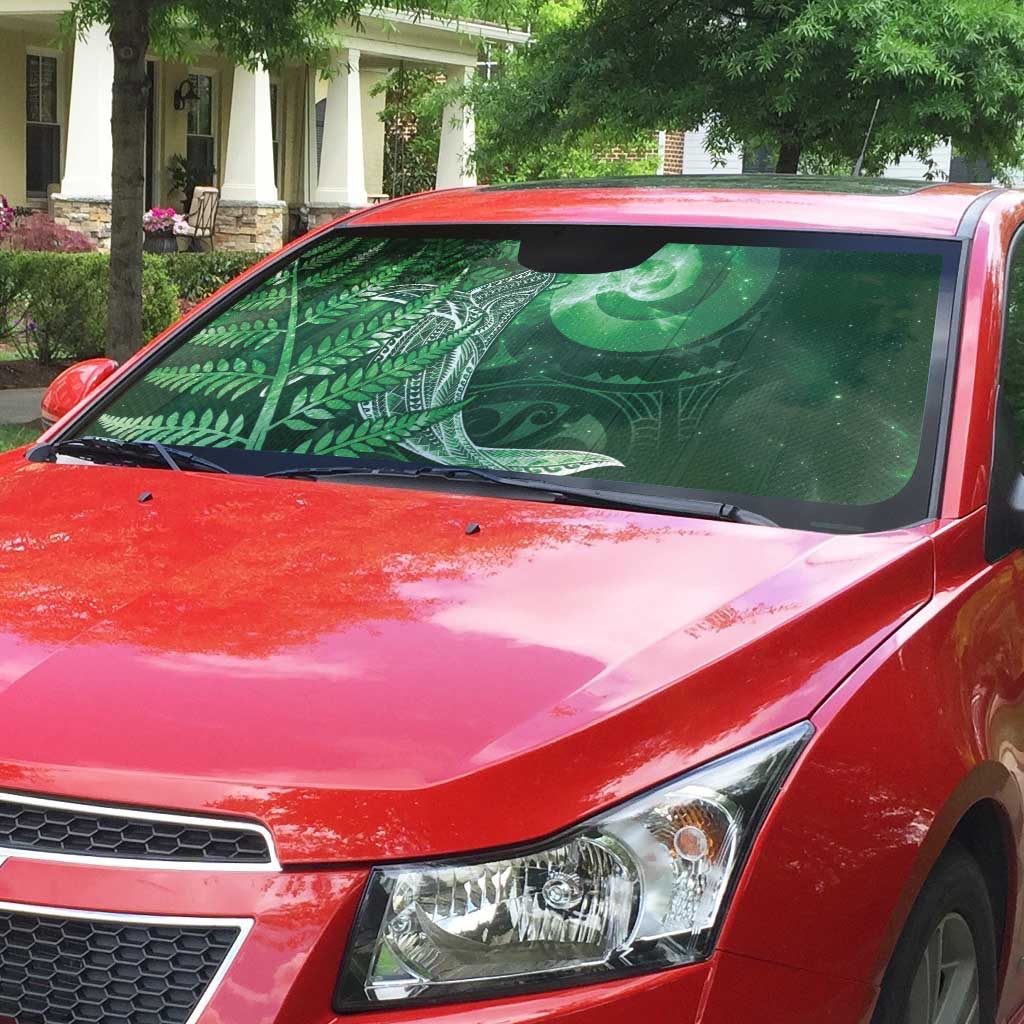 New Zealand Matariki Auto Sun Shade Maori Koru With Humpback Whale Green LT05 - Polynesian Pride