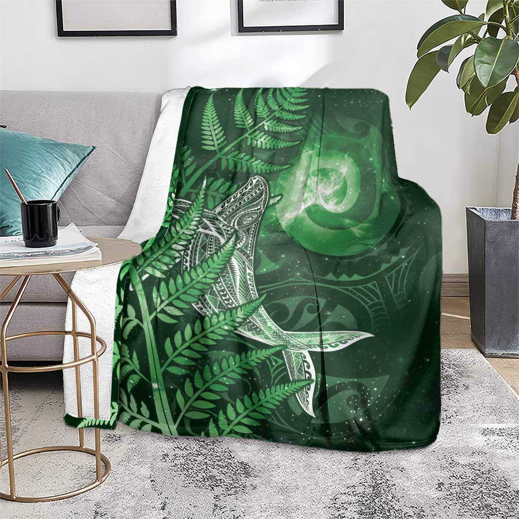 New Zealand Matariki Blanket Maori Koru With Humpback Whale Green LT05 - Polynesian Pride