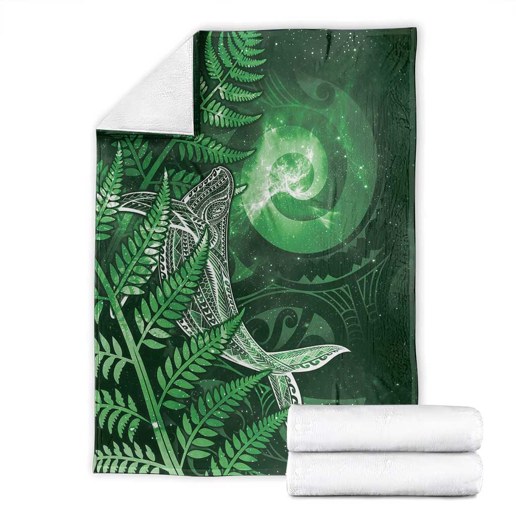 New Zealand Matariki Blanket Maori Koru With Humpback Whale Green LT05 - Polynesian Pride
