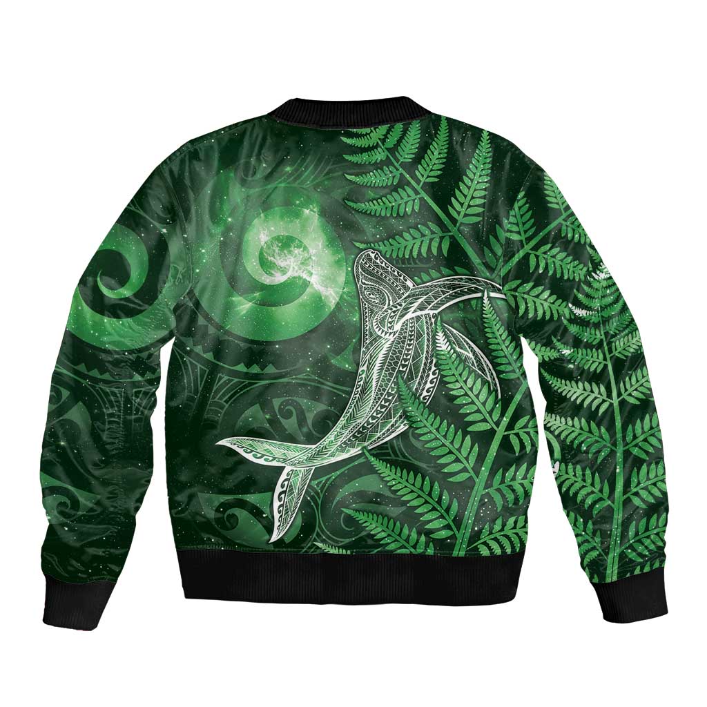 New Zealand Matariki Bomber Jacket Maori Koru With Humpback Whale Green