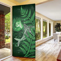 New Zealand Matariki Door Cover Maori Koru With Humpback Whale Green