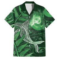 New Zealand Matariki Family Matching Long Sleeve Bodycon Dress and Hawaiian Shirt Maori Koru With Humpback Whale Green