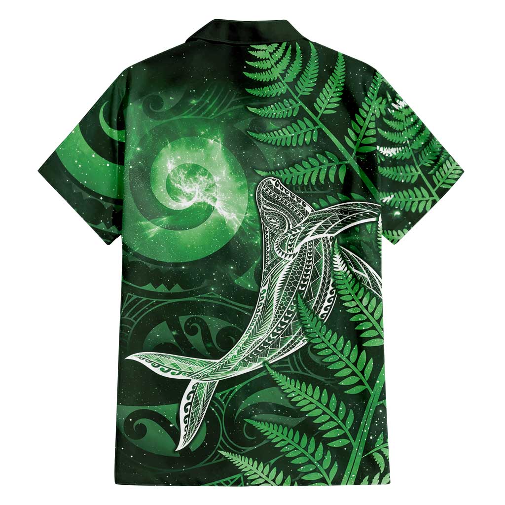 New Zealand Matariki Family Matching Long Sleeve Bodycon Dress and Hawaiian Shirt Maori Koru With Humpback Whale Green