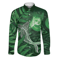 New Zealand Matariki Family Matching Off Shoulder Short Dress and Hawaiian Shirt Maori Koru With Humpback Whale Green