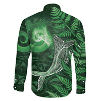 New Zealand Matariki Family Matching Off Shoulder Short Dress and Hawaiian Shirt Maori Koru With Humpback Whale Green