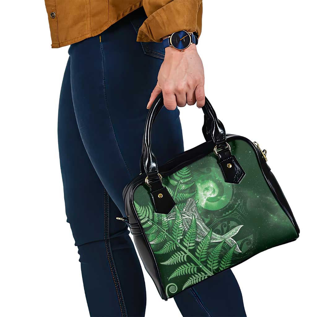 New Zealand Matariki Shoulder Handbag Maori Koru With Humpback Whale Green LT05 - Polynesian Pride