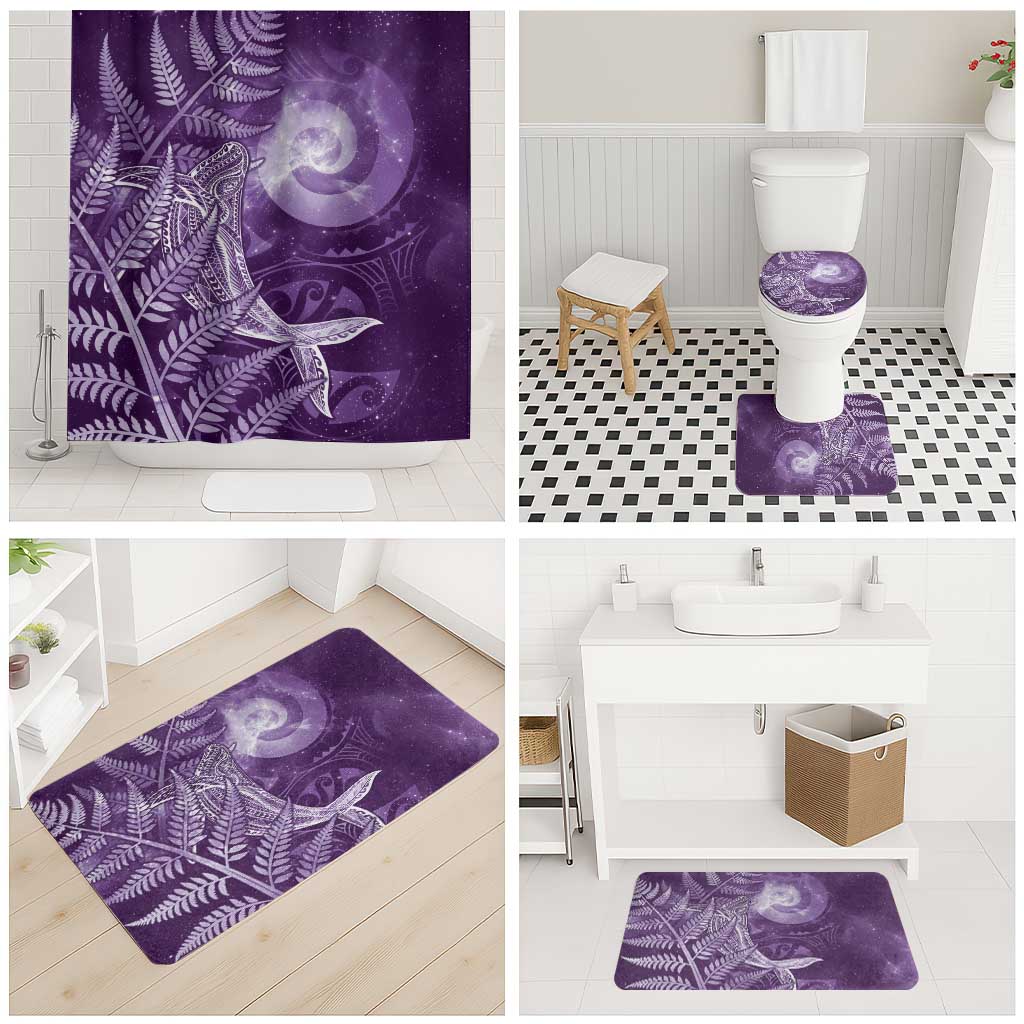 New Zealand Matariki Bathroom Set Maori Koru With Humpback Whale Purple LT05 - Polynesian Pride