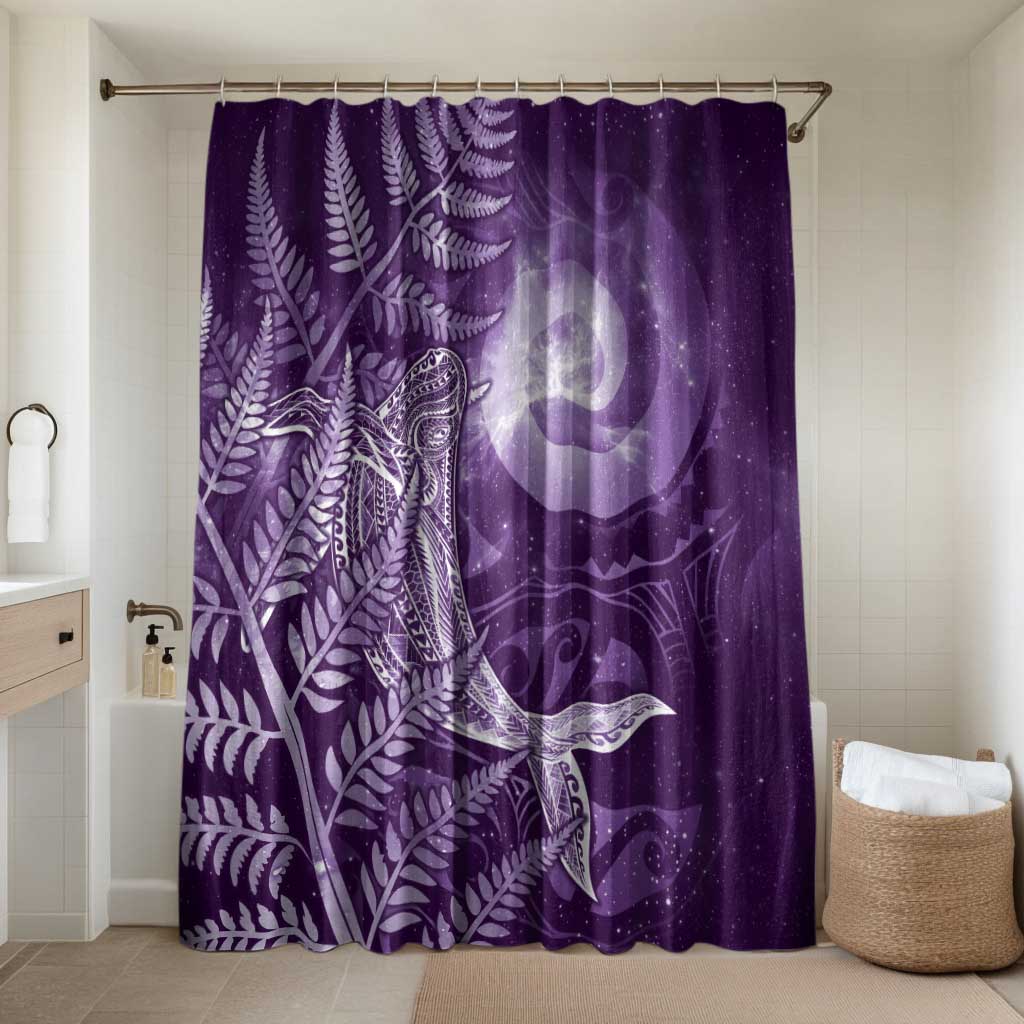 New Zealand Matariki Bathroom Set Maori Koru With Humpback Whale Purple LT05 Shower Curtain Only Purple - Polynesian Pride