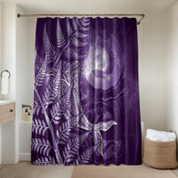 New Zealand Matariki Bathroom Set Maori Koru With Humpback Whale Purple LT05 Shower Curtain Only Purple - Polynesian Pride