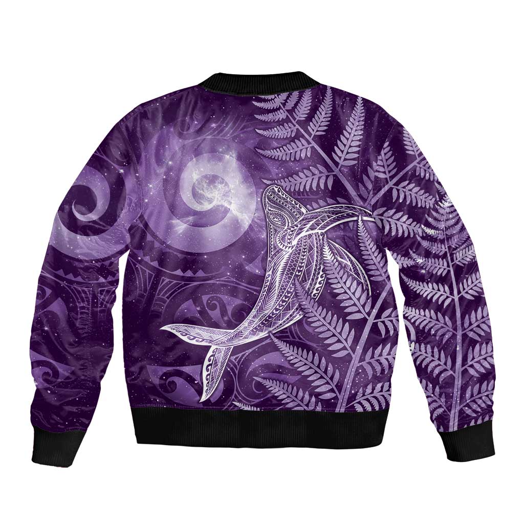 New Zealand Matariki Bomber Jacket Maori Koru With Humpback Whale Purple LT05 - Polynesian Pride