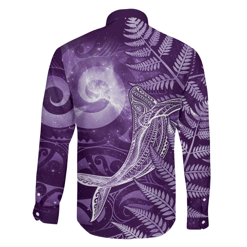 New Zealand Matariki Family Matching Puletasi and Hawaiian Shirt Maori Koru With Humpback Whale Purple LT05 - Polynesian Pride