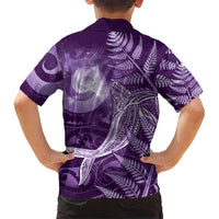 New Zealand Matariki Family Matching Summer Maxi Dress and Hawaiian Shirt Maori Koru With Humpback Whale Purple LT05 - Polynesian Pride