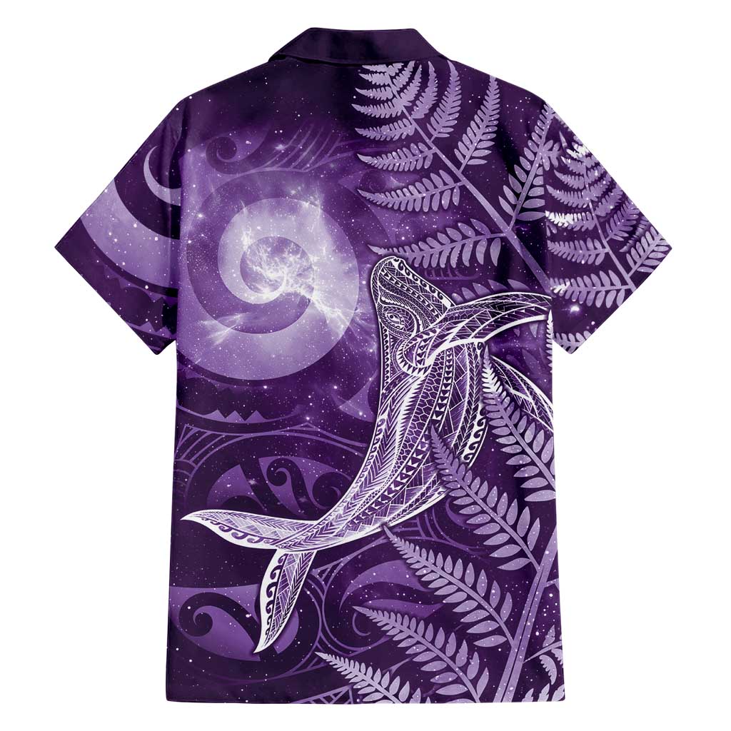New Zealand Matariki Family Matching Summer Maxi Dress and Hawaiian Shirt Maori Koru With Humpback Whale Purple LT05 - Polynesian Pride