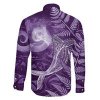 New Zealand Matariki Family Matching Summer Maxi Dress and Hawaiian Shirt Maori Koru With Humpback Whale Purple LT05 - Polynesian Pride