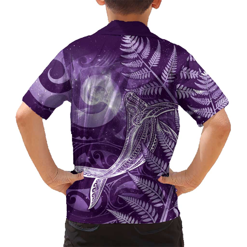New Zealand Matariki Family Matching Tank Maxi Dress and Hawaiian Shirt Maori Koru With Humpback Whale Purple LT05 - Polynesian Pride