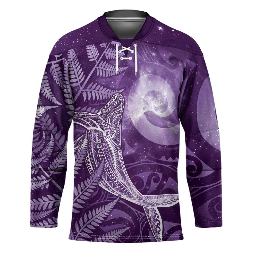 New Zealand Matariki Hockey Jersey Maori Koru With Humpback Whale Purple