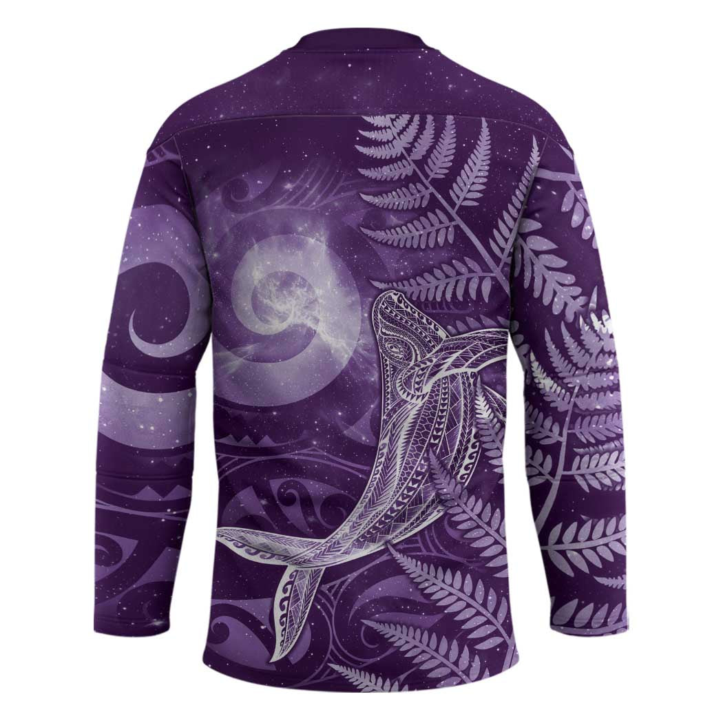 New Zealand Matariki Hockey Jersey Maori Koru With Humpback Whale Purple