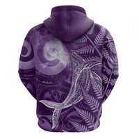 New Zealand Matariki Hoodie Maori Koru With Humpback Whale Purple