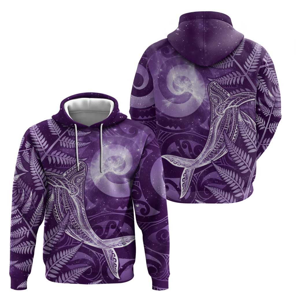 New Zealand Matariki Hoodie Maori Koru With Humpback Whale Purple