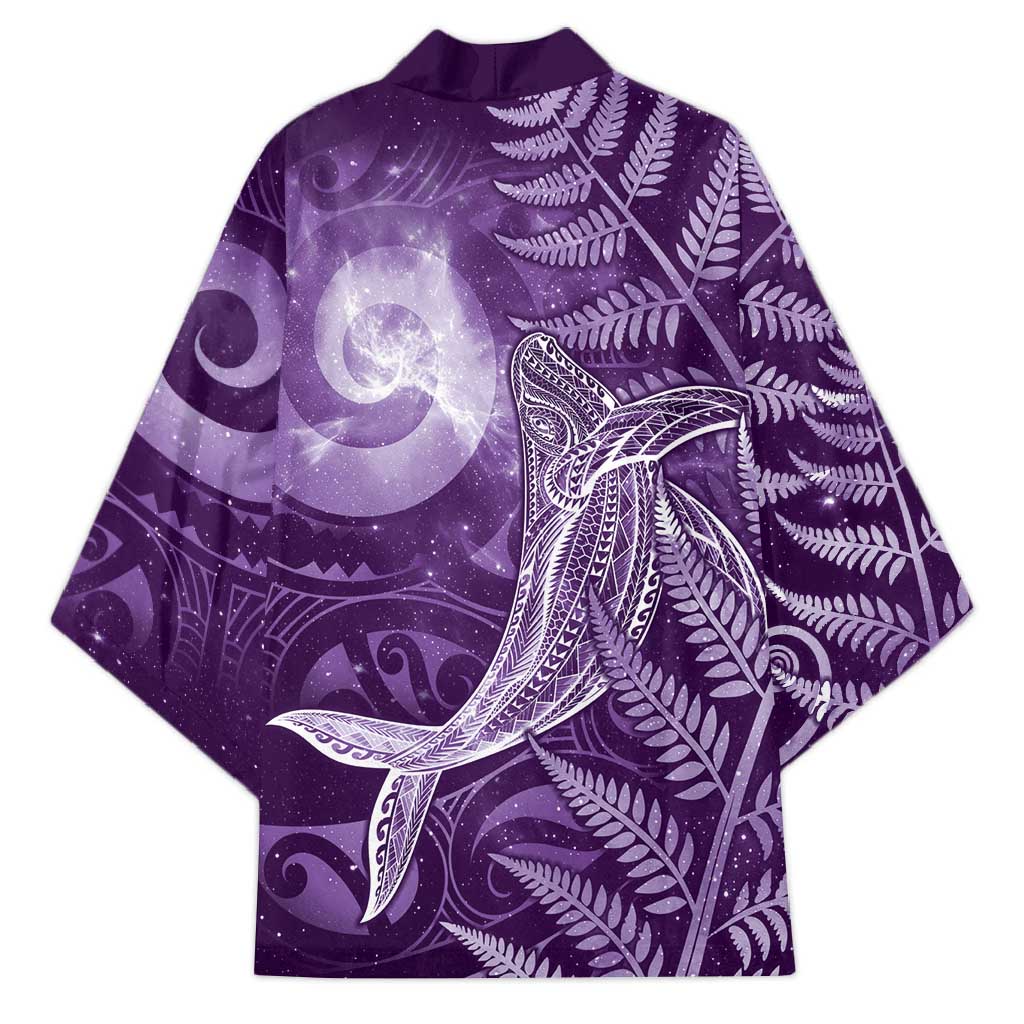 New Zealand Matariki Kimono Maori Koru With Humpback Whale Purple