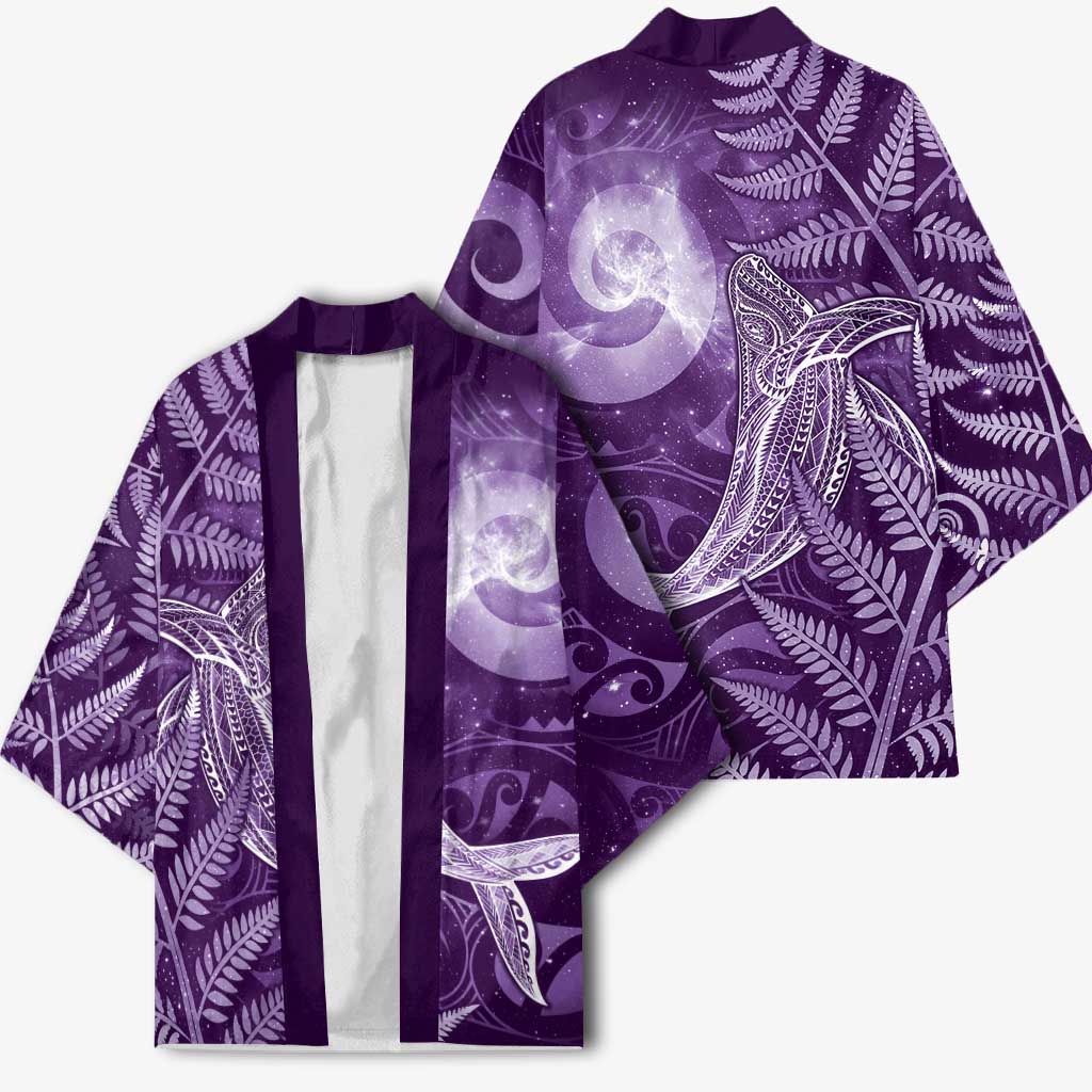 New Zealand Matariki Kimono Maori Koru With Humpback Whale Purple