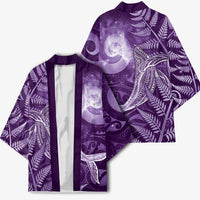 New Zealand Matariki Kimono Maori Koru With Humpback Whale Purple