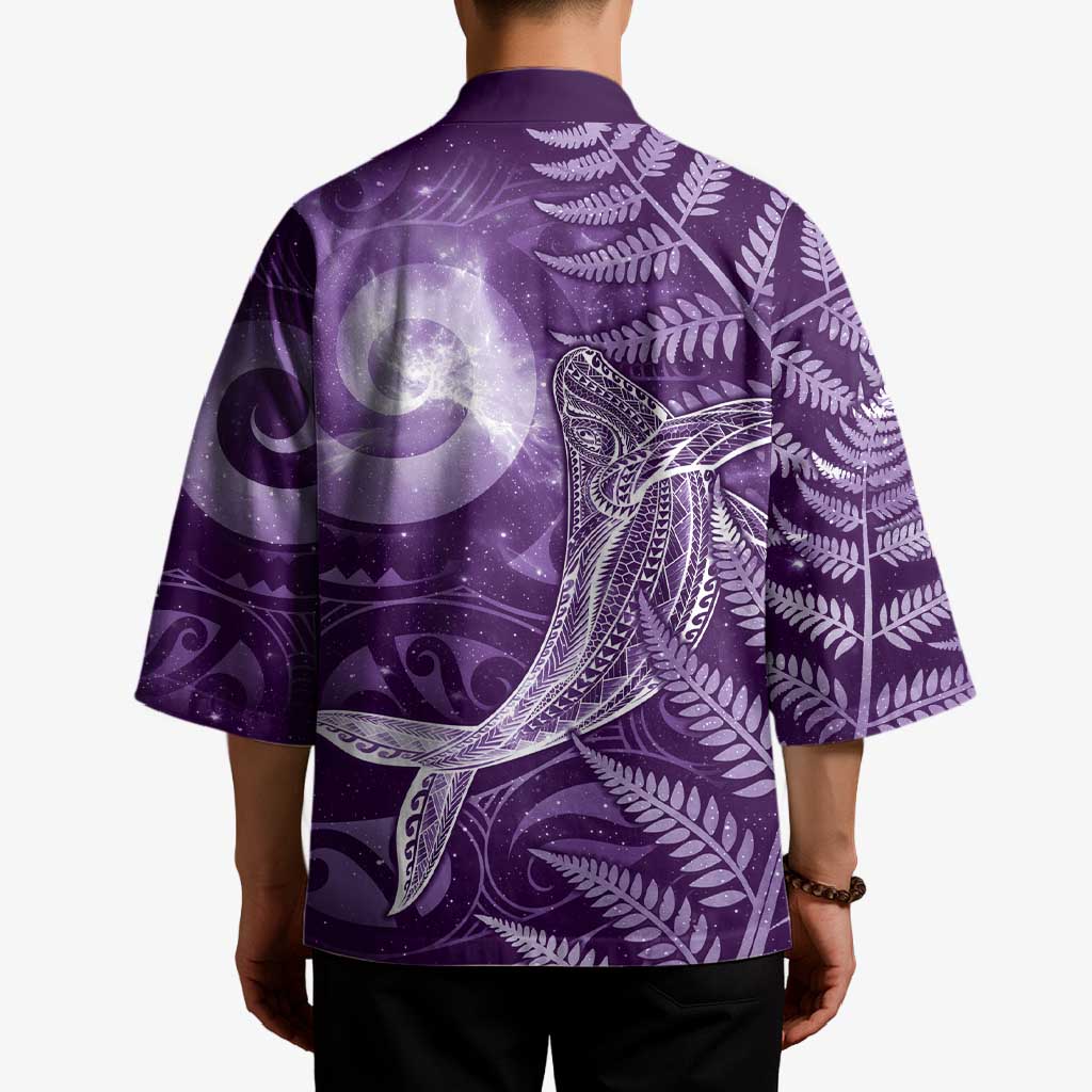 New Zealand Matariki Kimono Maori Koru With Humpback Whale Purple
