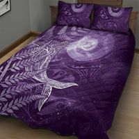 New Zealand Matariki Quilt Bed Set Maori Koru With Humpback Whale Purple LT05 - Polynesian Pride