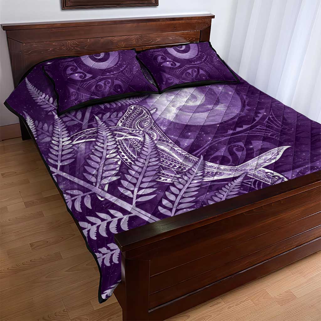 New Zealand Matariki Quilt Bed Set Maori Koru With Humpback Whale Purple LT05 - Polynesian Pride