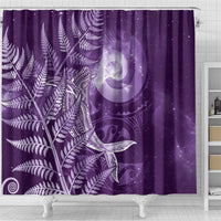 New Zealand Matariki Shower Curtain Maori Koru With Humpback Whale Purple LT05 - Polynesian Pride