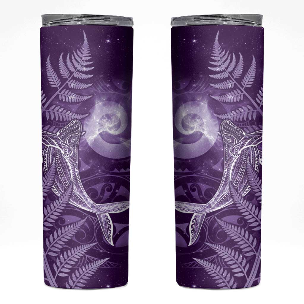 New Zealand Matariki Skinny Tumbler Maori Koru With Humpback Whale Purple