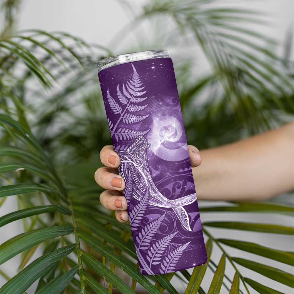 New Zealand Matariki Skinny Tumbler Maori Koru With Humpback Whale Purple