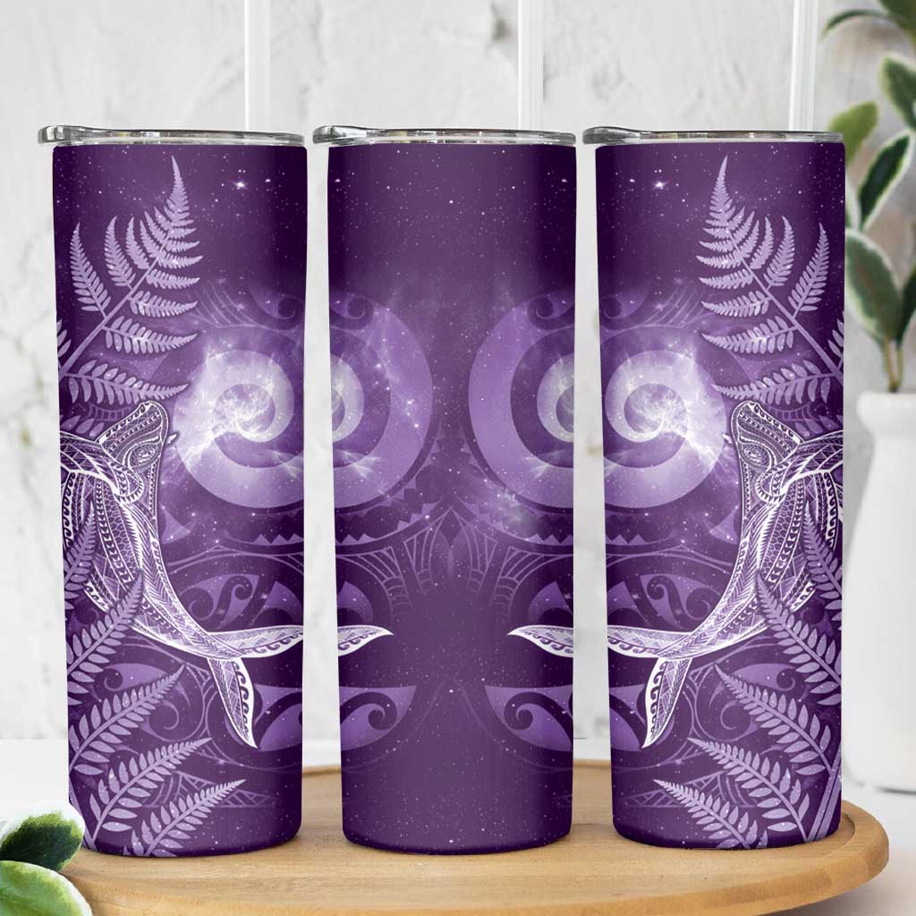 New Zealand Matariki Skinny Tumbler Maori Koru With Humpback Whale Purple