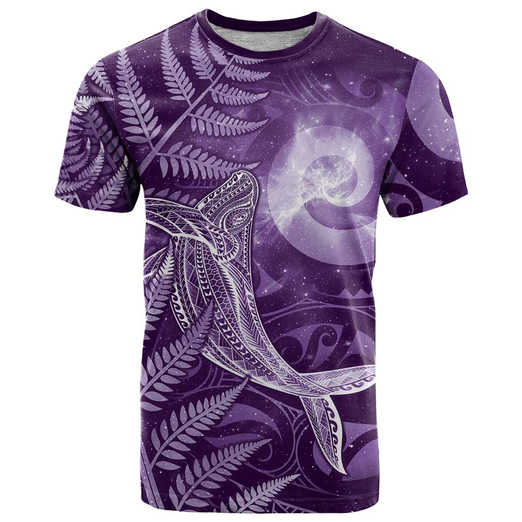 New Zealand Matariki T Shirt Maori Koru With Humpback Whale Purple