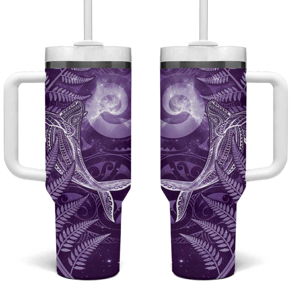 New Zealand Matariki Tumbler With Handle Maori Koru With Humpback Whale Purple LT05 One Size: 40 oz Purple - Polynesian Pride