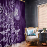 New Zealand Matariki Window Curtain Maori Koru With Humpback Whale Purple LT05 - Polynesian Pride