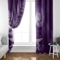 New Zealand Matariki Window Curtain Maori Koru With Humpback Whale Purple LT05 - Polynesian Pride
