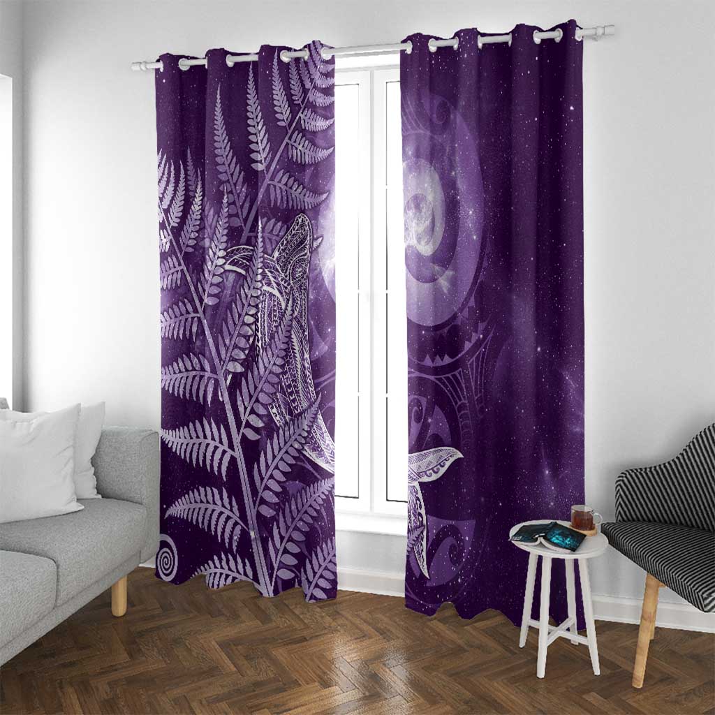 New Zealand Matariki Window Curtain Maori Koru With Humpback Whale Purple LT05 With Grommets Purple - Polynesian Pride