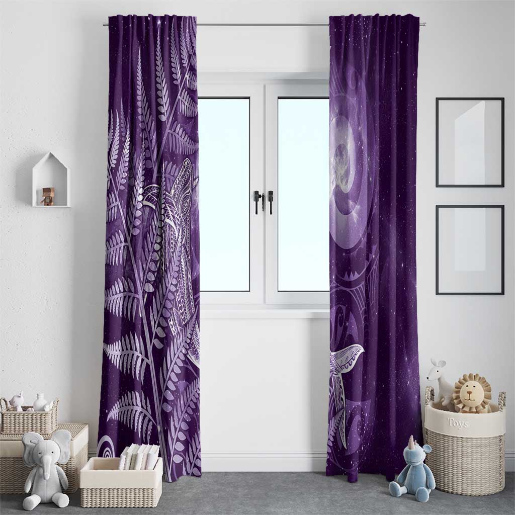 New Zealand Matariki Window Curtain Maori Koru With Humpback Whale Purple LT05 - Polynesian Pride